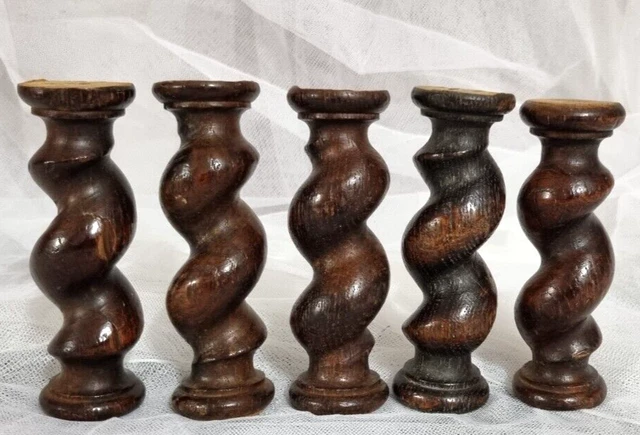 5 Barley twist turned spindle Column Antique french architectural salvage 4.8 in 8