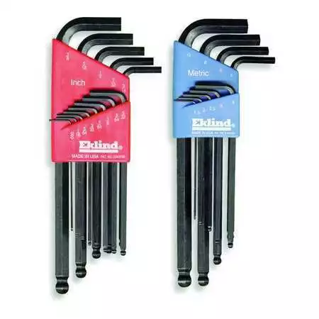 Eklind 13222 22-Piece Hex Key Set, L, Metric And Sae, Long, Steel, Black Oxide,