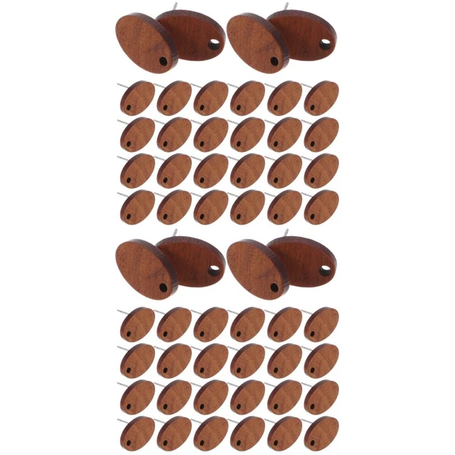 60 piezas Pendientes de tachuelas de madera para hacer joyas Tachuelas de madera Tachuelas de madera Tachuelas hágalo usted mismo