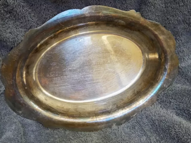 Vintage LBS Superfine Silver Plate Over Copper Serving Bowl Needs Love