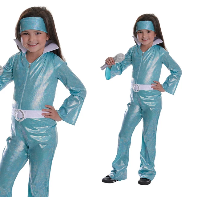 Kids Pop Star Costume 1970s 70s Diva Fancy Dress Outfit