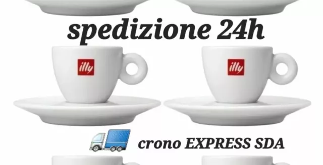 Set 2 tazzine Caffe' Illy in porcellana con piattino