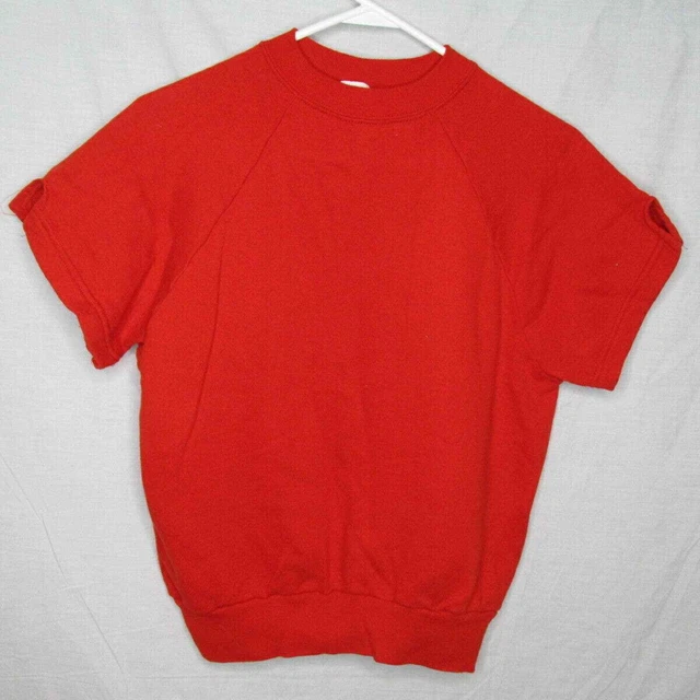 Short Sleeve Raglan Sweatshirt Youth M 10-12 USA Grunge Crew Cotton Blend 1980s