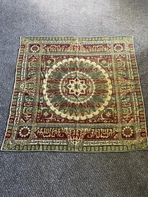 Vintage Moorish Tapestry Textile Rug with Arabic Writing 54 inches by 54 inches