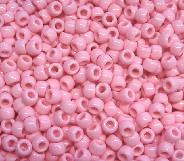 Opaque Pink 9x6mm Pony Beads 500pc made in USA crafts beading fun