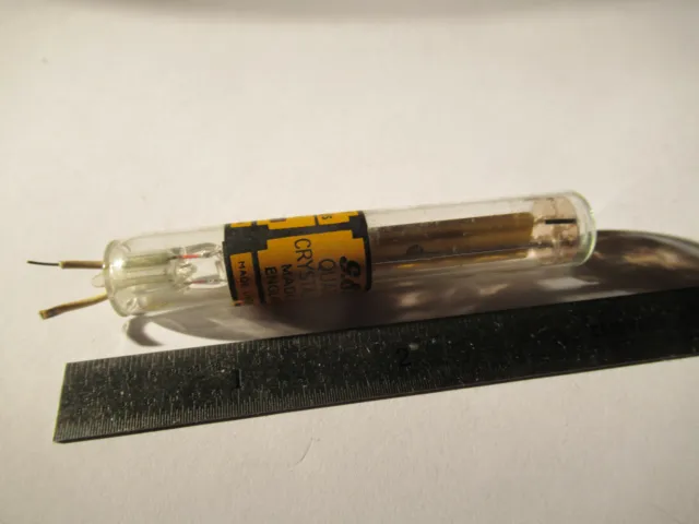 Antique Quartz Radio Crystal Gec England Glass Holder Frequency Control #F4-A-83