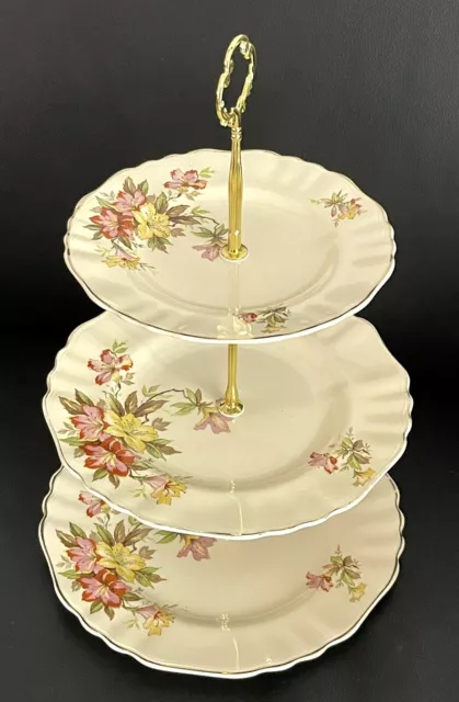 J&G SOL Meakin Sunshine High Tea Cake Stand, English 1930s 2