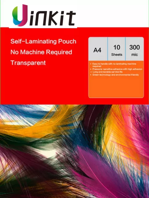 A4 Cold Self Adhesive Laminating Pouch Clear Film 300 Mic -10 Sheets Uinkit