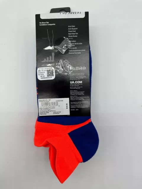 New 3 Pack Under Armour Ua Armourdry Run Lite Cushioned No Show Tab Socks 3