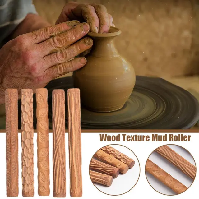 Rollo de textura de madera en relieve rodillo de barro arcilla polímero cerámica cerámica arte Ro