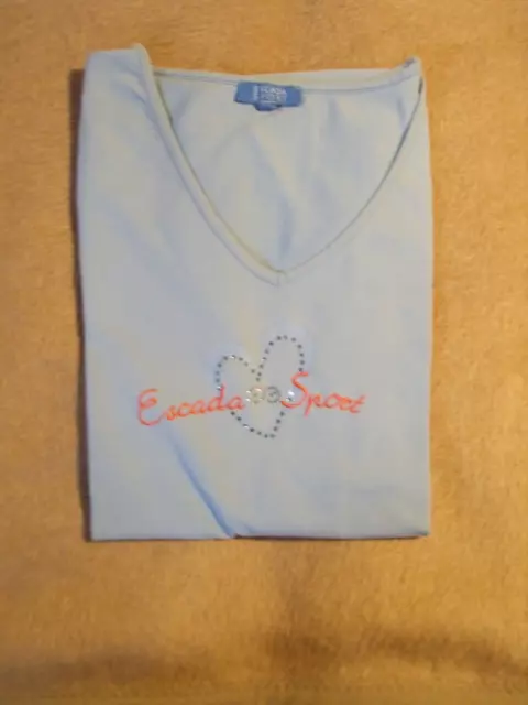 ESCADA SPORT  Shirt  Gr. XXL  (Maße beachten)  hellblau, mit Strassherz