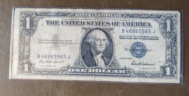 Acceptable Series 1935F $1 Us Silver Certificate 666 Fancy Serial Repeater Devil