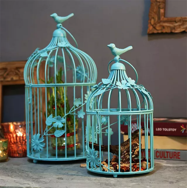 Metal Decorative Bird Cage Hanging Chandelier Tealight Candle Holder Pack of 2
