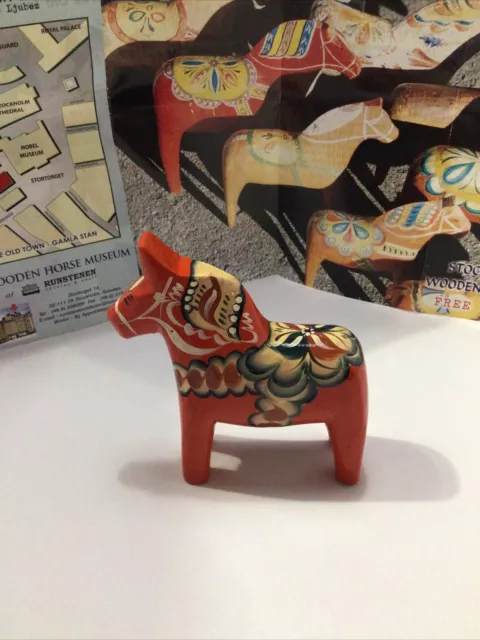 Vintage Nils Olsson Swedish Dala Horse Hand Painted Folk Art Mid-Century 3