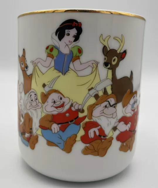 Vintage Collectible Mug Walt Disney JAPAN Snow White & the Seven Dwarfs Gold