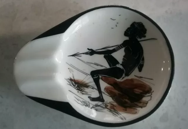 UNUSUAL Australian Pottery Studio Anna Ashtray Aboriginal Hunter