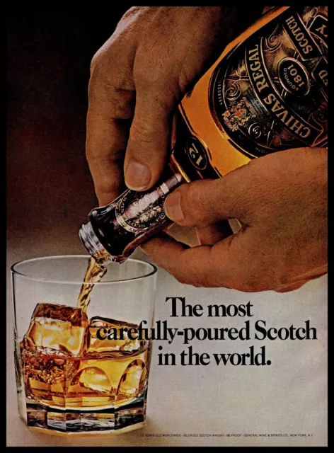 1974 Chivas Regal Scotch Whiskey Vintage PRINT AD Drinking Glass Bottle 1970s