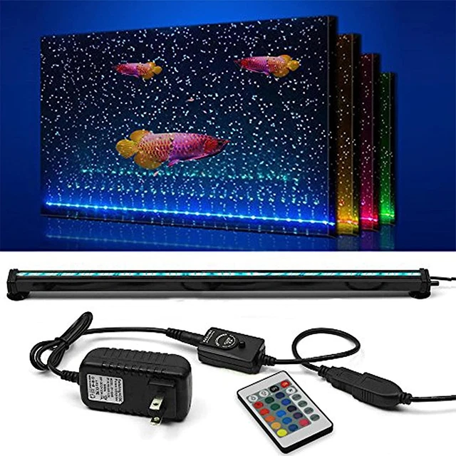 12" Aquarium Light with Air Bubble Hole, 5050 RGB LED Fish Tank Light with 16 Co