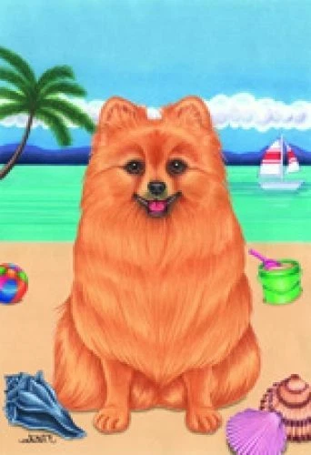 Beach Garden Flag - Pomeranian 690131