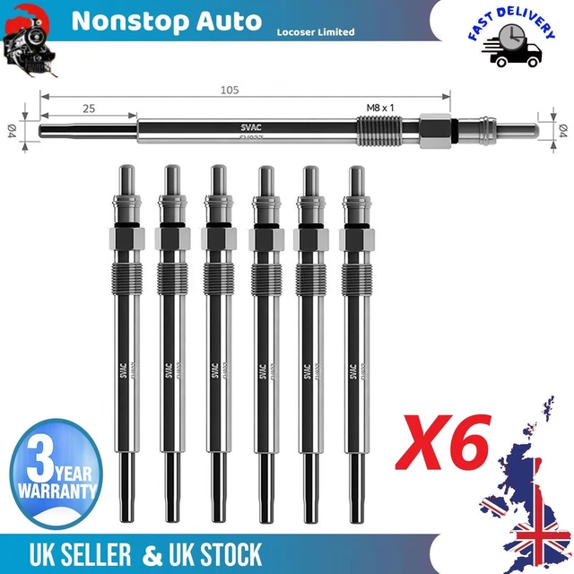 6X GLOW PLUGS For LAND ROVER Discovery III IV Range Rover III 1354289