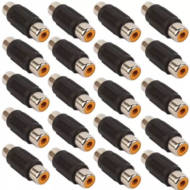 100 RCA female to female adapter coupler connector male joiners barrel changer 3