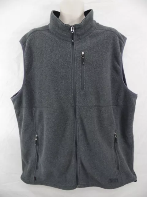 GUIDE SERIES Mens 2XLT 2XL TALL Gray Full Zip Polyester Fleece Vest