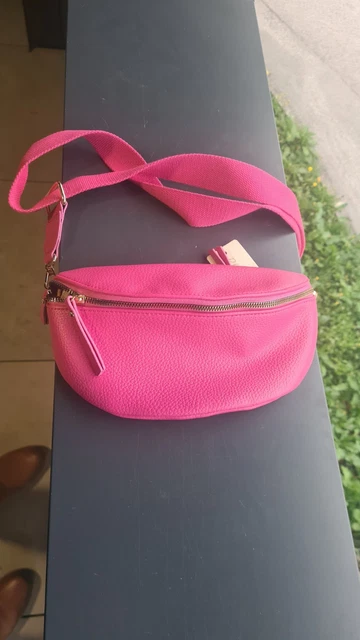Sac à Main Bandoulière Rose Bonbon Similicuir - Chaîne Dorée - Taille Moyenne - Neuf Sans étiquettes