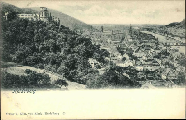 Heidelberg am Neckar AK um 1900 Tal Panorama Blick auf die Stadt mit Schloss