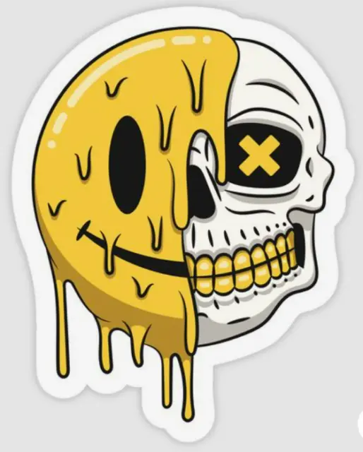 Emoji Car Window Vinyl Decal Smiley Face Skeleton Scary Laptop Sticker