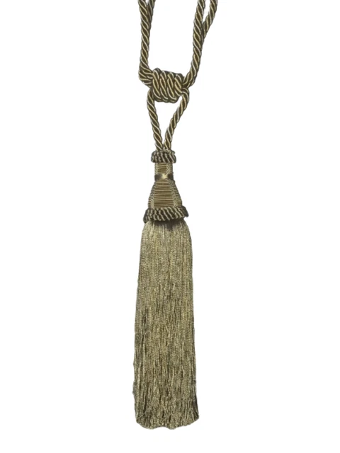 Pair 2 pieces Curtain Tie Backs - 30cm Tassel - Matt Gold / Taupe