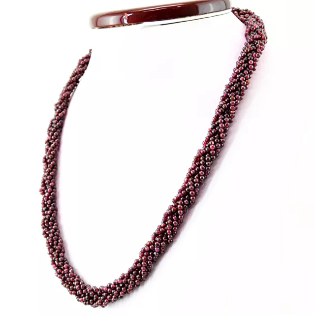 386.50 Cts Natural 20 Inches Long Round Shape Red Garnet Beads Necklace (RS)