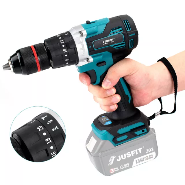 200Nm Brushless Cordless HEAVY DUTY Impact Hammer Drill For Makita 18V Battery