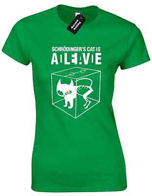 Schrodingers Cat Donna T Shirt Divertente scienza nerd geek Big Bang Top Casual
