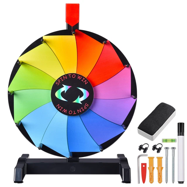 Winspin 12" Spinning Prize Wheel 12 Slots Wall Mounted Tabletop Colorful Home