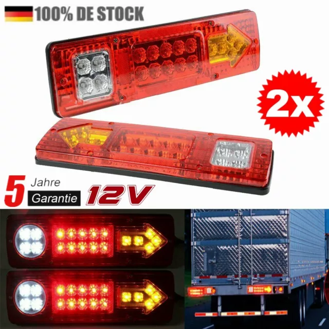 2X LED 12V Rücklicht Rückleuchten PKW-Anhänger LKW Wohnwagen Leuchte Blinklicht