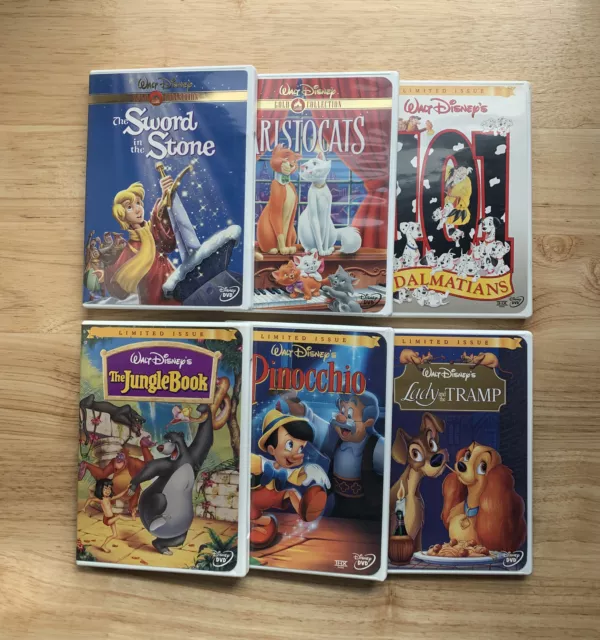 Disney Classic Animation DVD Lot Bundle - 6 Movies - 6 Disc