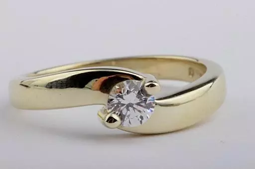 Solitär Ring Zirkonia 333 8K Gelb Gold Gr. 55 Top Zustand! *