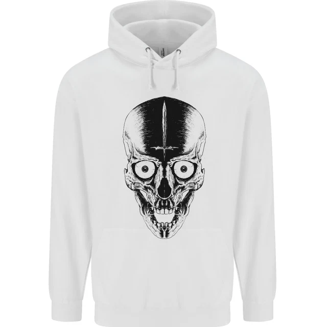 Skull With a Sword Gothic Heavy Metal Rock Childrens Kids Hoodie