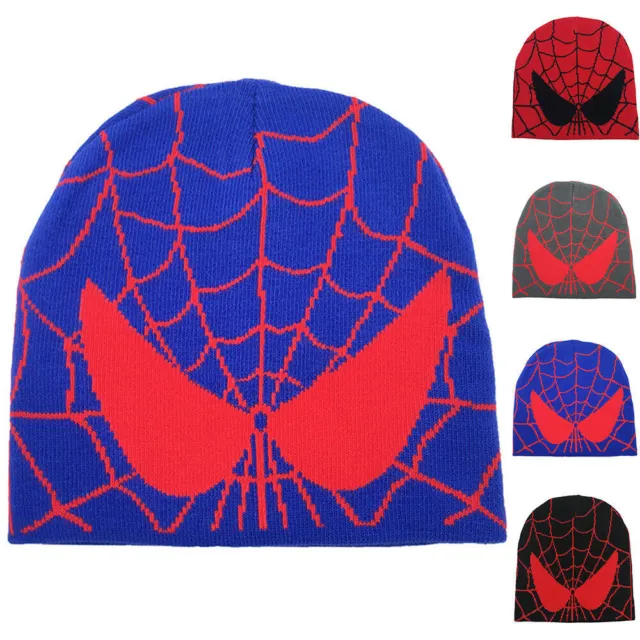 Cappello Beanie Uomo Donna Spiderman Lavorato a Maglia Inverno Caldo Ragno Stampa Cappellini Teschio