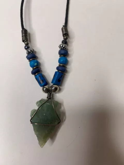 Arrowhead Pendant Jewelry Cord Necklace 17" Beads Lobster Claw Clasp Adjustable