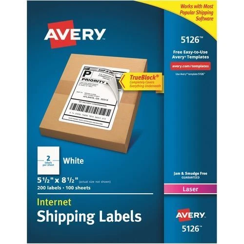 Avery® Avery® Internet Shipping Labels, TrueBlock(R) Technology, Permanent Adhes