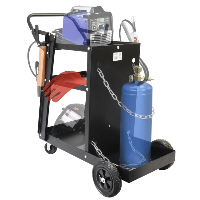 Carrello Porta Saldatrice Stazione Mobile Saldatura Officina Ripiani Metallo Gas