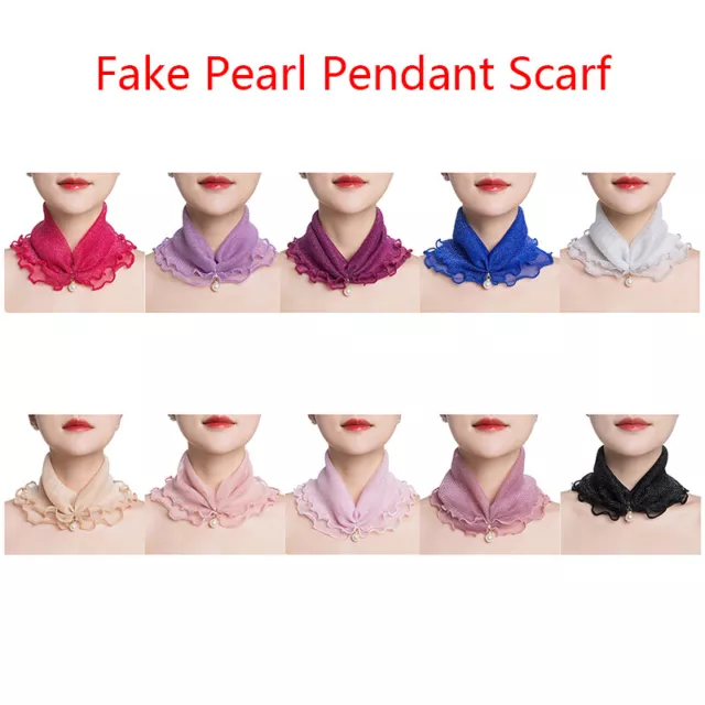Sciarpa in pizzo quadrata in rete perla piccola oro collo seta chiffon rete morbida hijH7