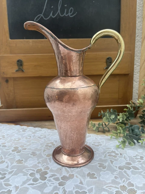 Grande Cruche Ou Vase En Cuivre Et Laiton – Vintage – Très Bon état