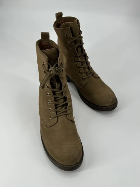 Frye Veronica Tan Suede Combat Lace Up Boots Women's Size 8.5B