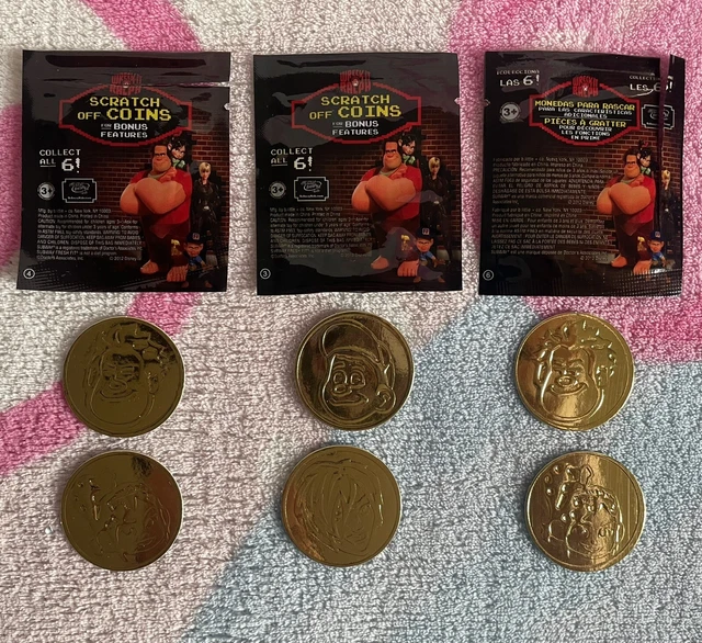 RARE WRECK-IT RALPH Subway Promotional Scratch Coins Opened Lot Of 6 ...