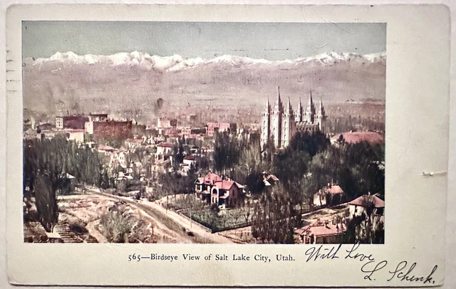 SALT LAKE CITY UT - Birdseye View (1905) Aerial Early Utah Vintage Postcard