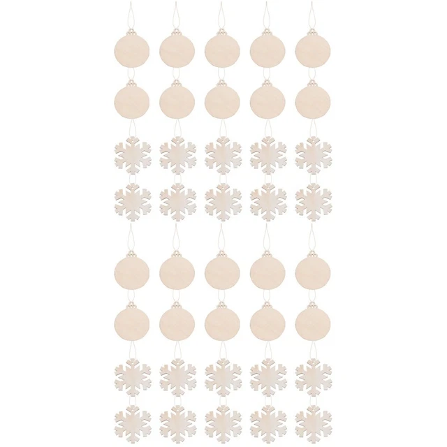 40 Pcs M Log Christmas Tree Tags Unfinished Wood Crafts Wooden Plaque
