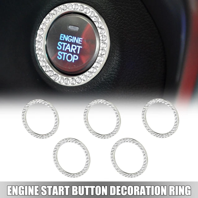 6 Pcs Car Engine Start Stop Decoration Ring Push Start Button Knob Trim White