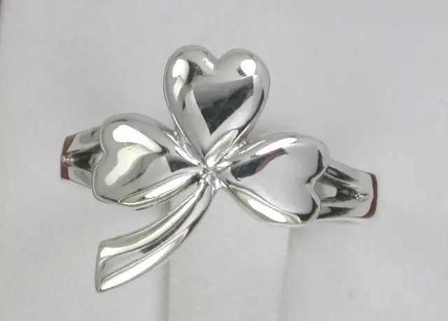LUCKY STERLING SILVER IRISH SHAMROCK RING size 6 CLOVER style# r0954 $8 ...